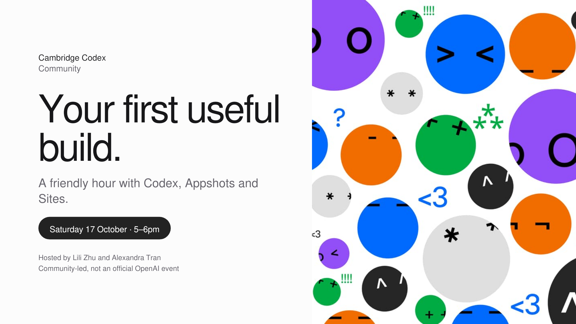 Your first useful build. Cambridge Codex Community.